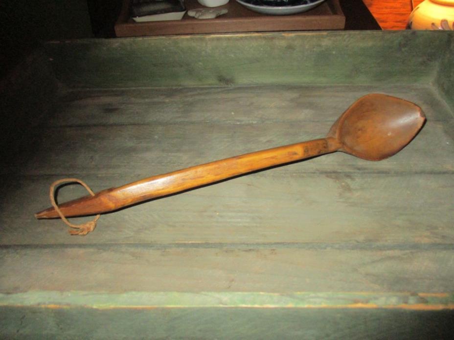 Antique Wooden Treen Ware Hand Carved Spoon Primitive Farm Kitchen  AAFA