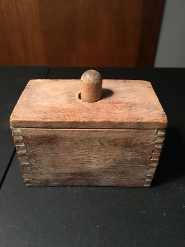 Antique Vintage Butter Mold Press Wood Dovetail Joints Primitive Wooden