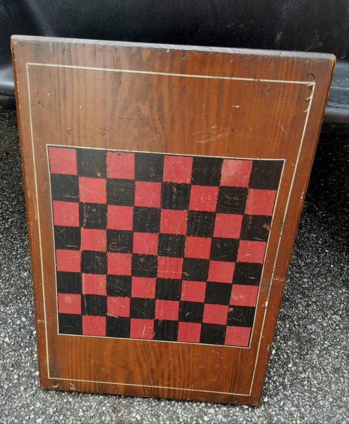 Folk Art Game Board Checkerboard  Antique Primitive circa 1900 checker