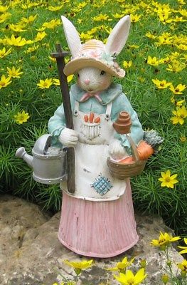 Gardening Bunny Rabbit Sculpture*Primitive/French Country/Urban Farmhouse Decor