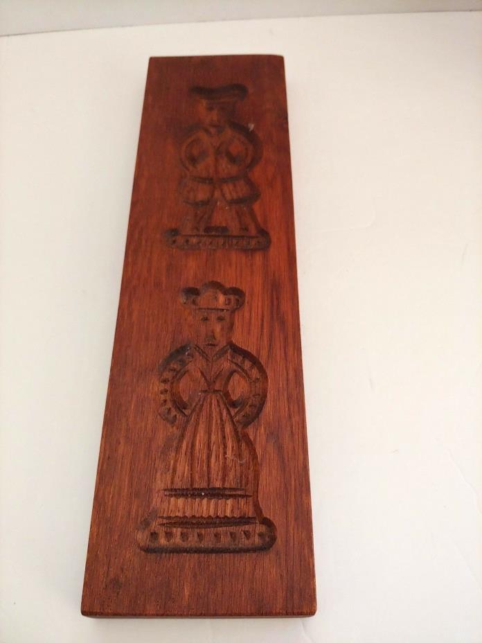 Vintage Primitive Carved Springerle Speculaas Cookie Mold Board Man & Woman