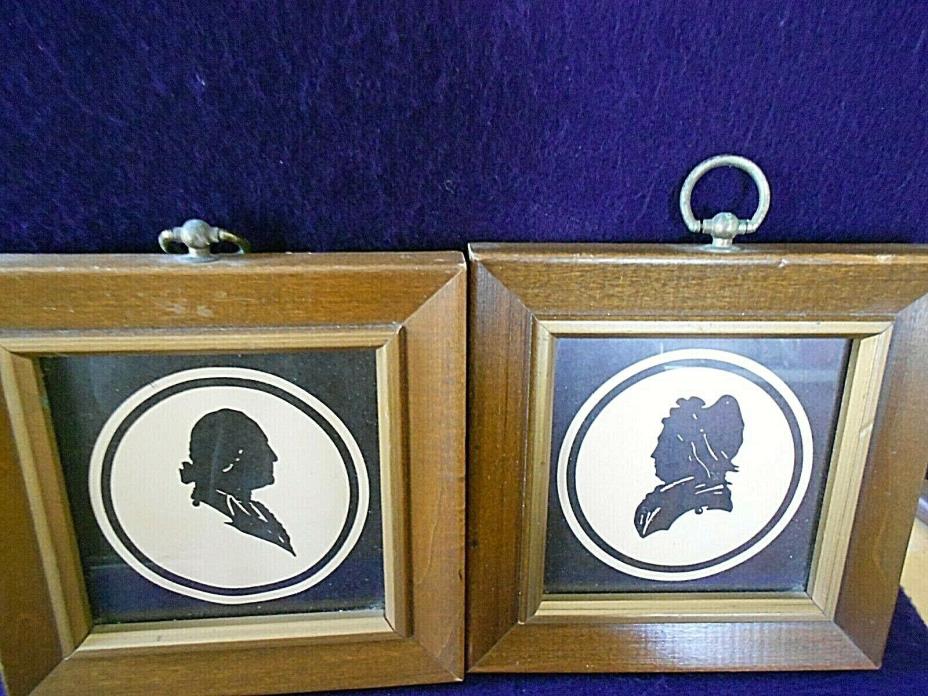 Silhouette Pair Portraits Pictures In Wooden Frame- Man And Woman