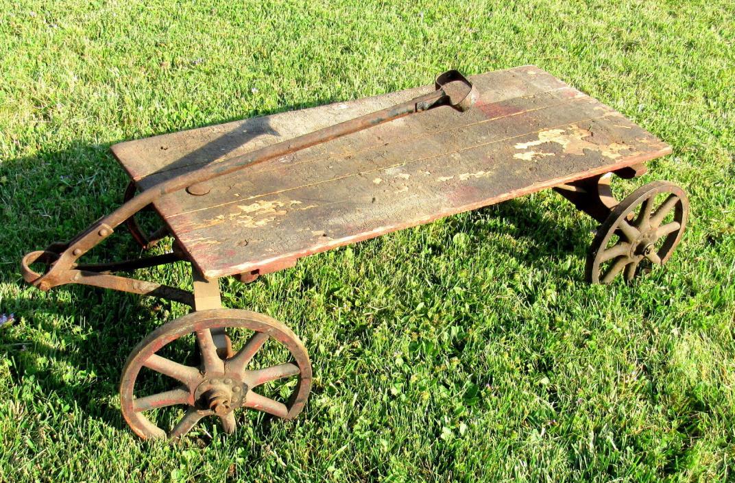 vintage or antique wooden child's toy pull wagon - nice LOCAL PICKUP ONLY