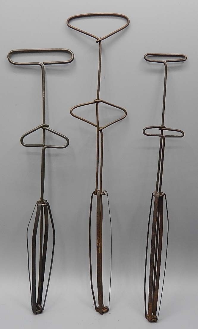 Collection of 3 Antique 19th C Expandable Spring Steel Oil Lamp Chimney Cleaners