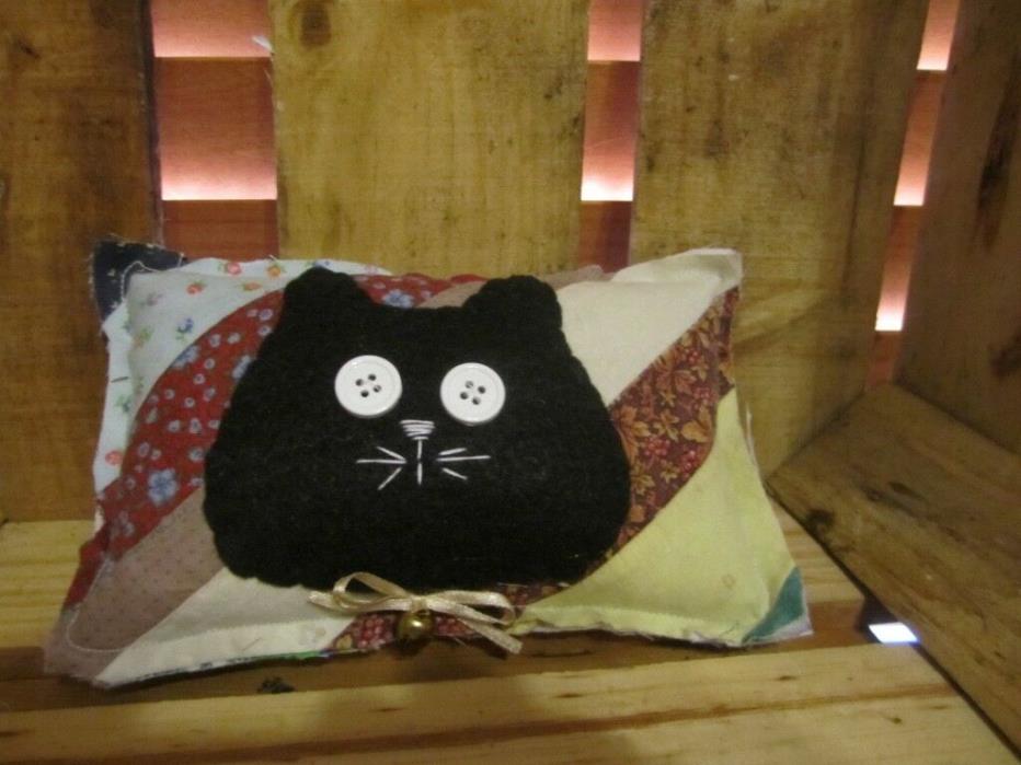 Primitive pillow tuck - Black Cat - quilt - Fall/Halloween - a
