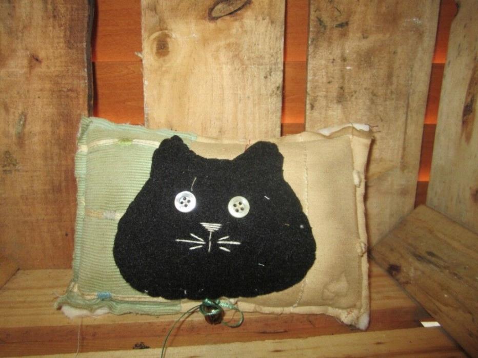 Primitive pillow tuck - Black Cat - quilt - Fall/Halloween