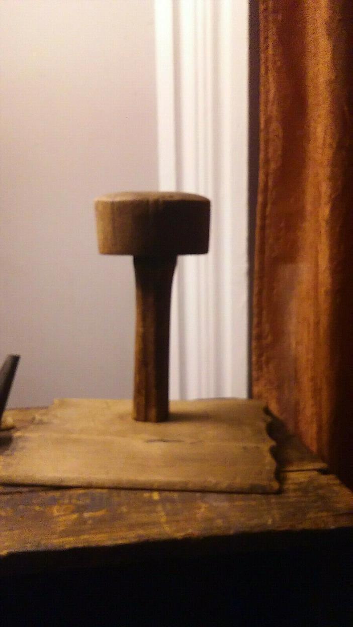 Primitive Antique wooden stand. betty lamp, hat stand, unique piece