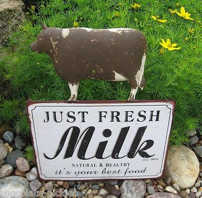 Brown Dairy Milk COW Wall SIGN*Primitive/French Country Farmhouse Kitchen Decor
