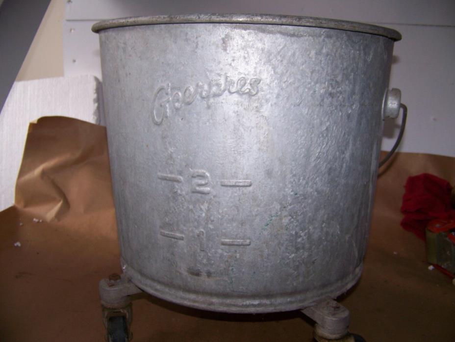 Antique Vtg Galvanized Mop Bucket Rolling Industrial Geerpres Pail 4 gallon