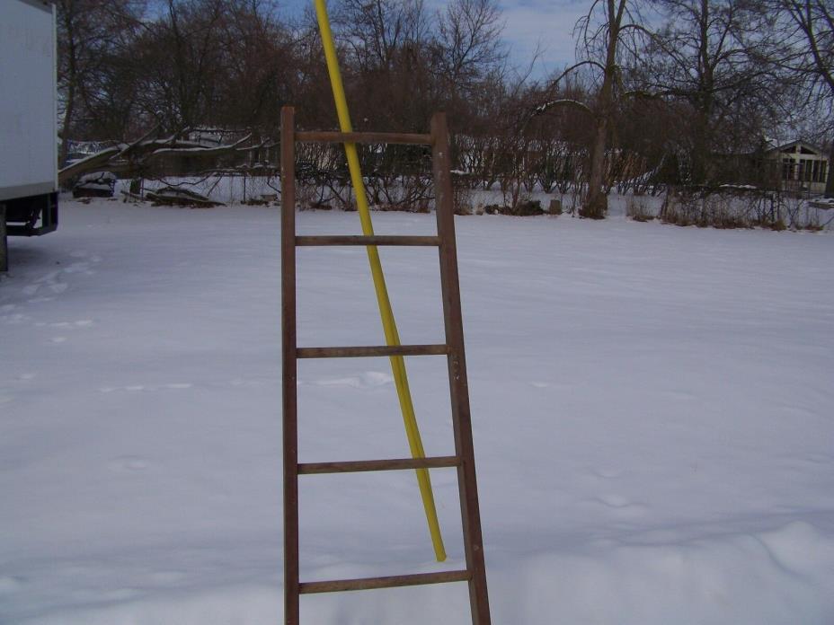 Vintage  Wood Ladder 6FT + Rustic Flowers Pots Pans Quilts primitive deco