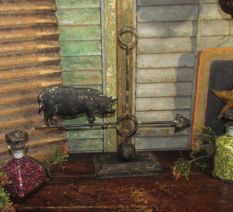 Primitive Antique Vtg Style Country Farm Barn Yard Metal Pig Hog Weather Vane