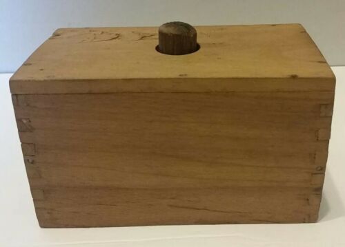 Vintage Primitive Kitchen Butter Cheese Mold Wood Press Joint Corners Rectangle