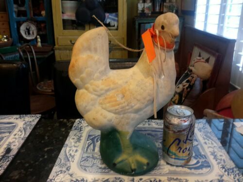 Vintage Chalkware Easter Chicken Large Thick Chalk Painted OLD 13