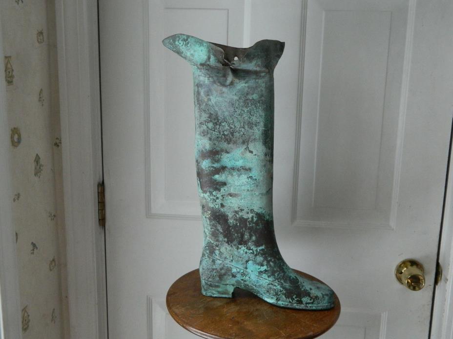 Antique Copper Boot Trade Sign Wonderful Green Verdigris FREE SHIPPING