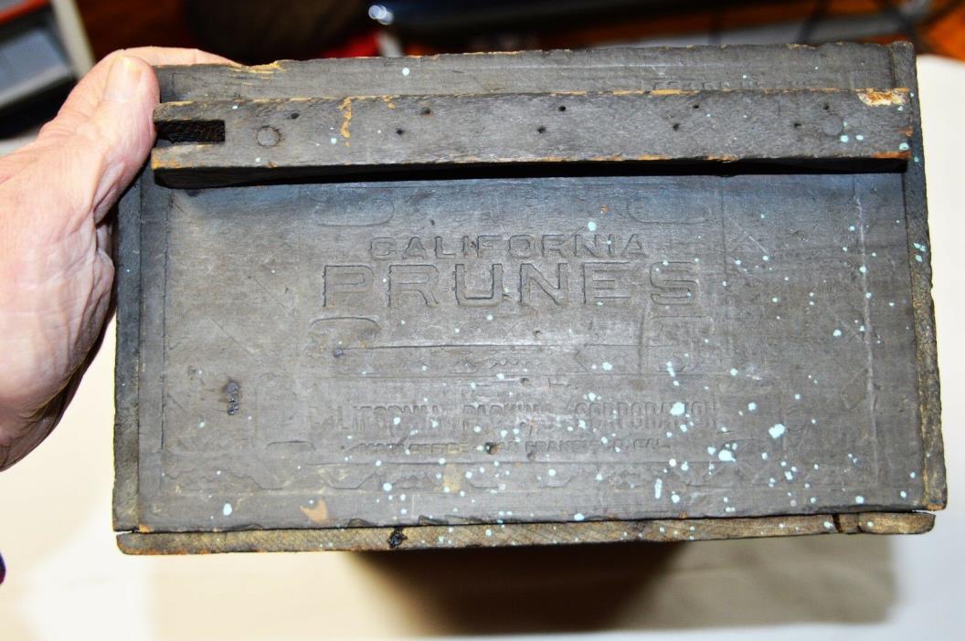 Antique California prunes wooden box 17”X9 ¾”X6”