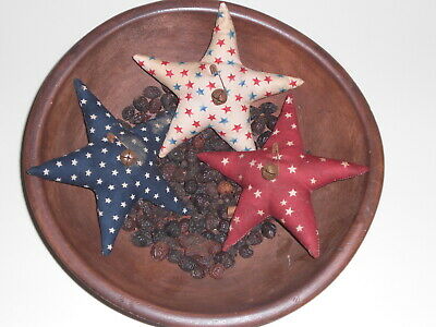 3 Primitive Americana USA PATRIOTIC STARS Bowl Fillers Ornaments Tucks Ornies