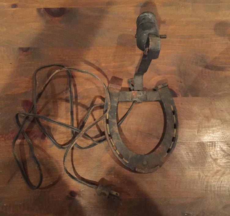 Vintage, Antique, Iron, Horseshoe Lamp