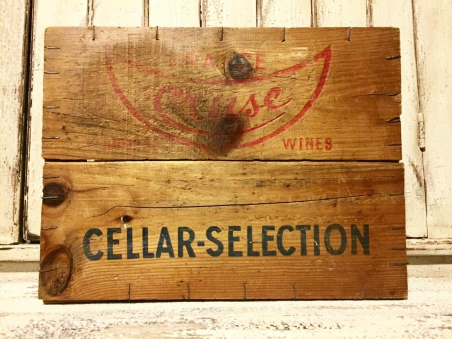 wooden wine box Cruse Wines France vintage wood primitive cellar  AFCREEK
