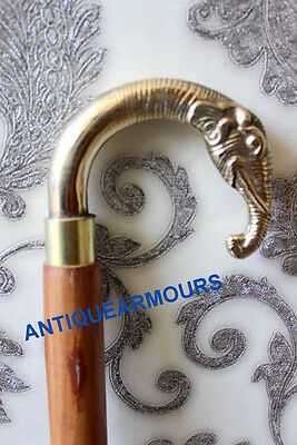Brass Vintage Victorian Handle Wooden Walking Adjustible Stick Replica Gift