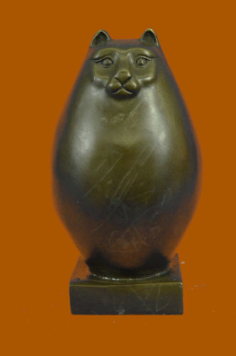 Abstract Modern Art Fernando Boteo Fat Cat Hot Cast Bronze Sculpture Figurine