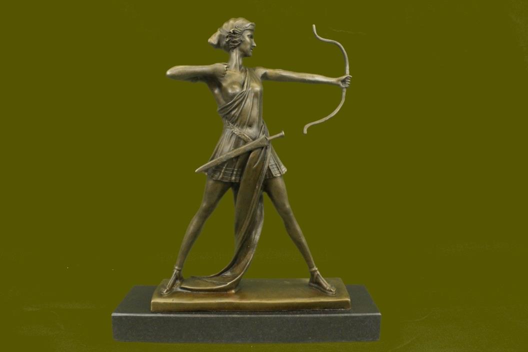 Art Deco Signed Le Faguays Diana Nemorensis &Artemis Bronze Sculpture Decor Sale