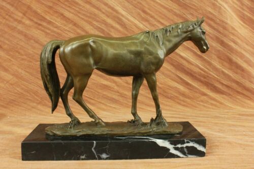 Hand Made Show Horse Equestrian Equine Artwork Bronze Marble Statue Sculpture NR