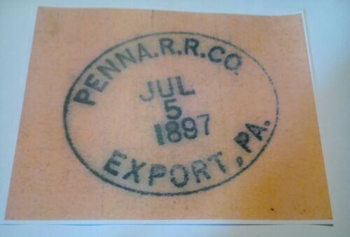 1897 Export PA. P.R.R. Pennsylvania Railroad Postmark Westmoreland County Poster