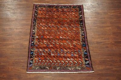 4X6 Persian Malayer Hand-Knotted Wool Area Rug Bird Design Carpet (4.4 x 6.1)
