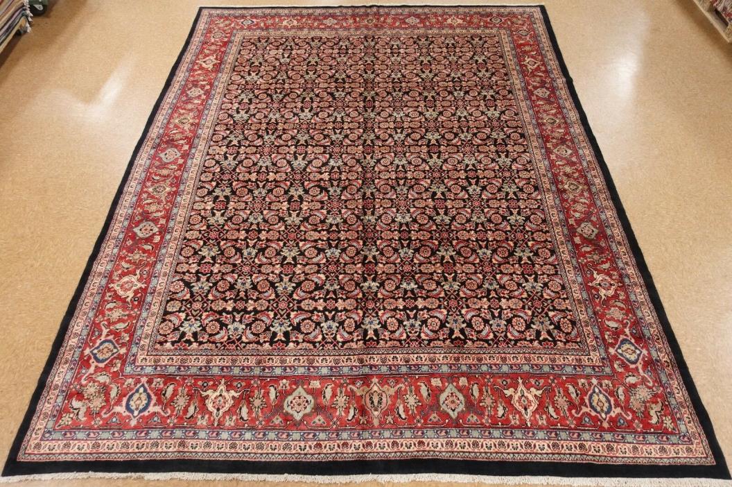 Persia Mahal Rug Tribal Hand Knotted Wool BLACK RED Oriental Carpet 11 x 14