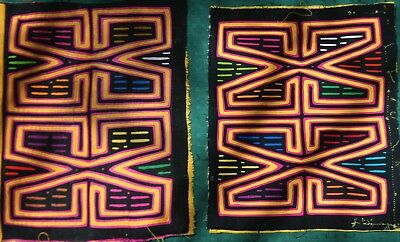 PAIR OF MOLAS…..TRIBAL  JUNGLE ART APPLIQUE.....FROM PANAMA...