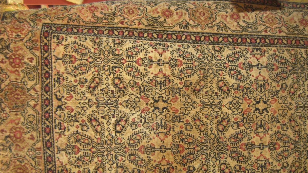 Price Drop! Rug Persian Senneh Camel Brown Wool Kurdish 110+ old  c/w Appraisal
