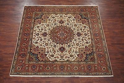 Vintage 8X8 Square Wool & Silk Persian Hand-Knotted Area Rug 50 RAJ (8.3 x 8.3)