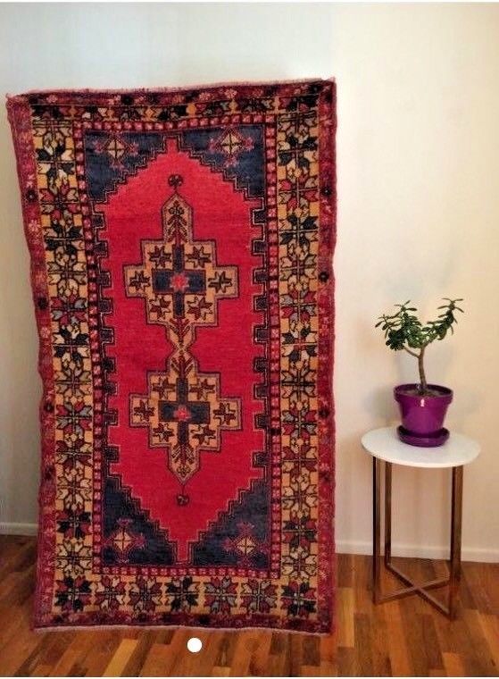 Turkish rug, wool, muted faded beautiful rug  4x6ft