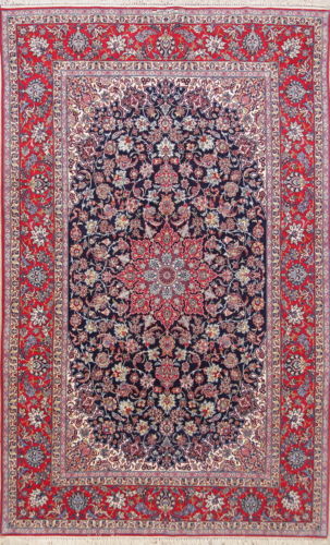 Antique 440 Knots 7x10 Kork Wool/Silk Najafabad Davari Persian Area Rug 10'6x6'7