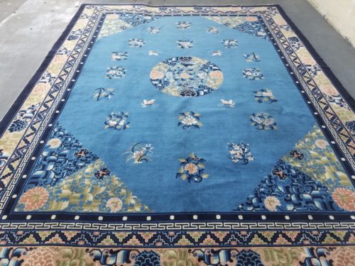 Sami  antique ART DECO Chinese rug wool  hand knotted  indigo blue 9'×12' pickin