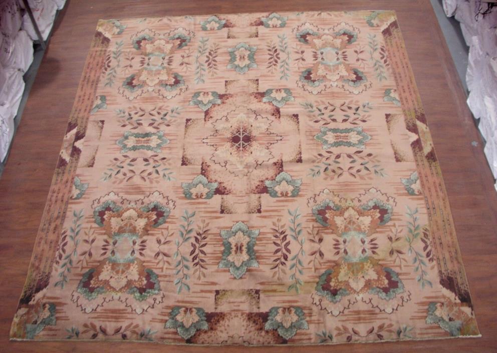 Antique 12X13 Agra Wool Area Rug 1920s Hand Knotted Indian Carpet (11.10 x 13.4)