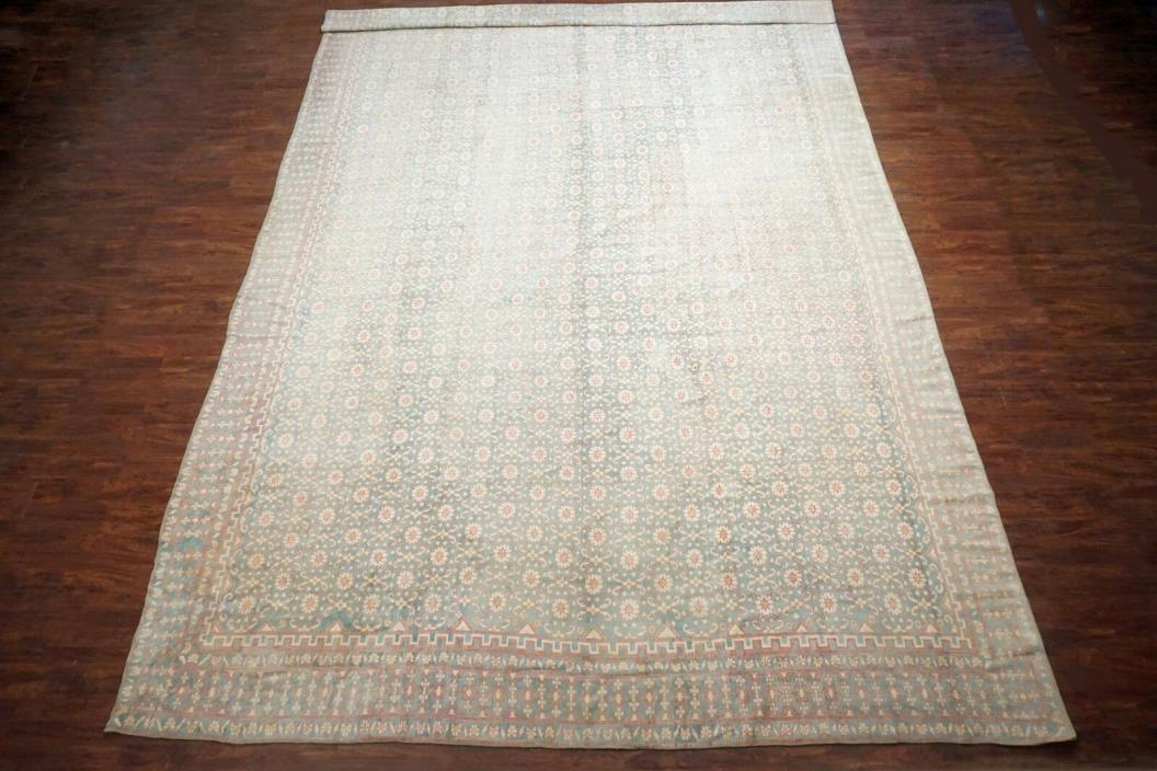 Antique 13X20 Wool & Cotton Agra Area Rug Oversized Oriental Hand Knotted Carpet