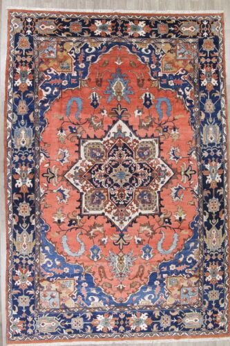 Vegetable Dye Palace Size Handmade Persian Wool Floral Oriental Heriz Rug 13x19