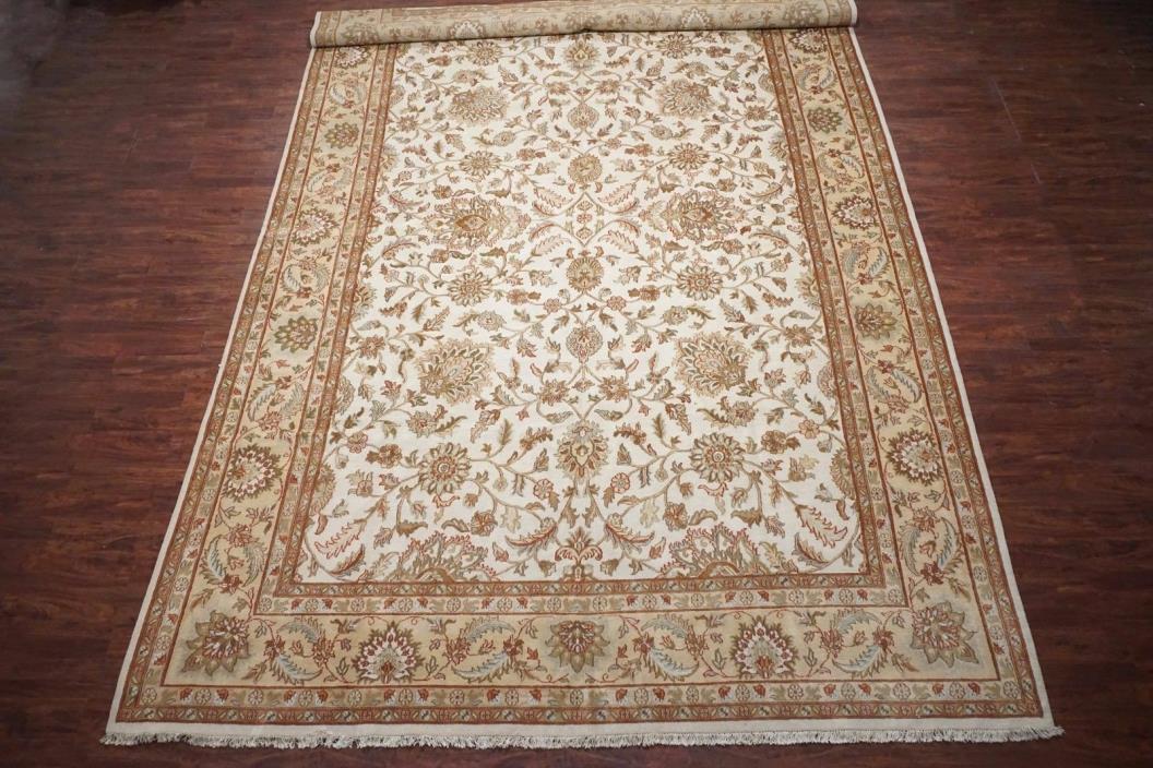 12X18 Vintage Persian Area Rug Beige Hand-Knotted Wool Carpet (11.11 x 17.9)