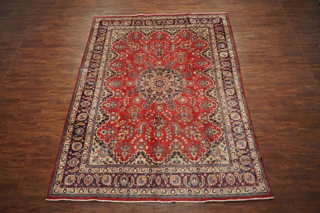 Antique 10X13 Oriental Hand-Knotted Wool Area Rug Signed by Weaver (9.7 x 12.9)