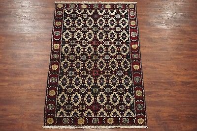 Antique 4X7 Indian Agra Area Rug, circa 1890 Hand-Knotted Wool Carpet (4 x 6.8)