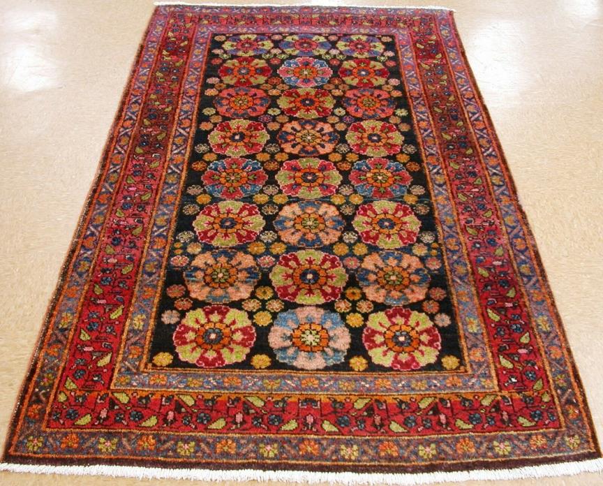 Persian Kurdish Rug Tribal Hand Knotted Wool NAVY RED Antique Oriental 5 x 8