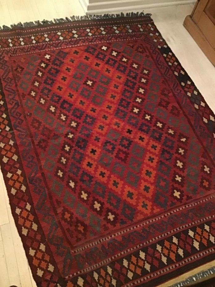 Beautiful Vintage Wool Kilim Area Rug in Great Colors - Approx 46