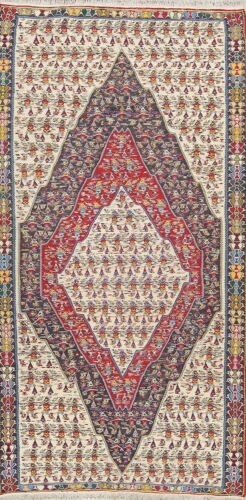 Masterpiece Semi Antique Old Vegetable Dye Persian Wool Senneh Kilim Rug 5x9