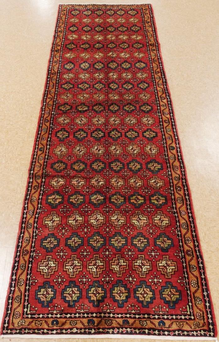 Persian Runner Nahavand Tribal Hand Knotted Wool RUST CAMEL Oriental Rug 4 x 12