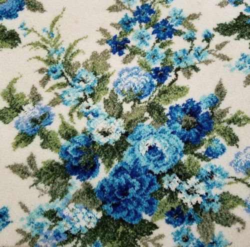 ~RARE~HUGE Antique Vintage Alexander Smith French Barkcloth Print Roses Wool Rug