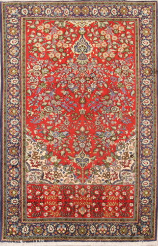 Handmade Floral Red 6x9 Collectable Wool Sarouk Oriental Area Rug 9' 7