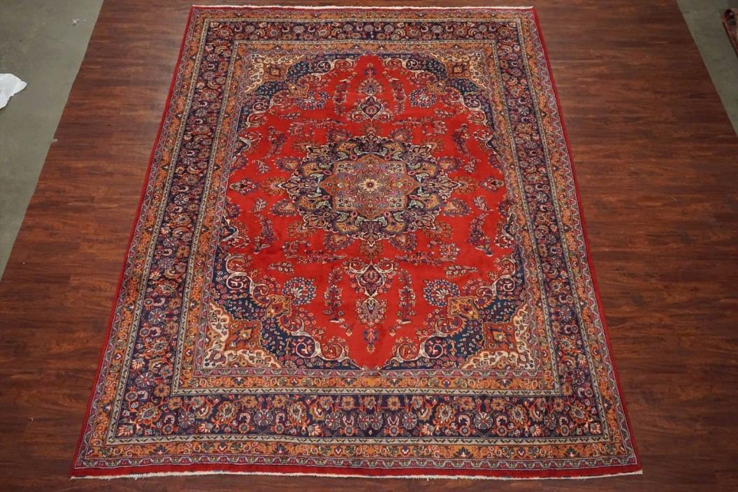 10X13 Fine Hand-Knotted Oriental Area Rug 1960s Vintage Wool Carpet (9.8 x 12.9)