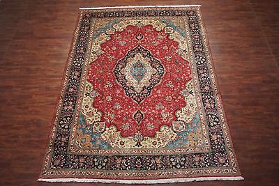 9X13 Vintage Signed Persian Area Rug 1950s Hand-Knotted Wool Carpet (9.5 x 12.10