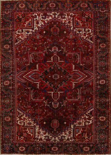 One-of-a-Kind Handmade Geometric 10x13 Persian Heriz Oriental Rug 13' 3